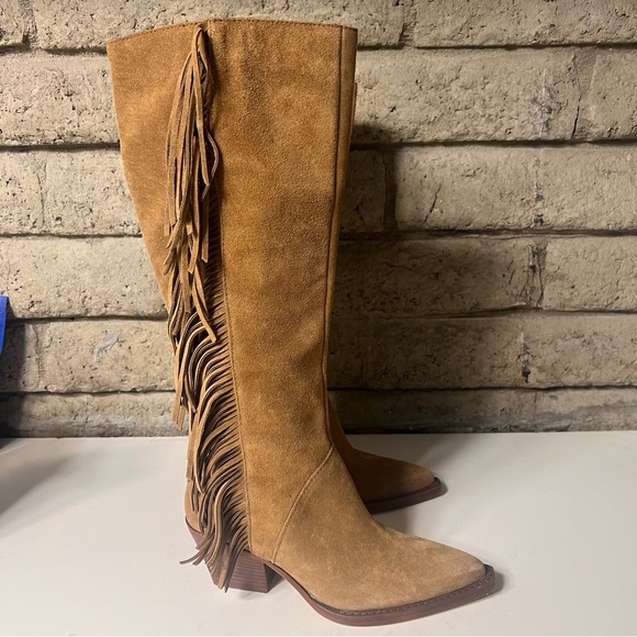 Dolce Vita Shoes - Dolce Vita Tan Suede Fringe Heeled Boots